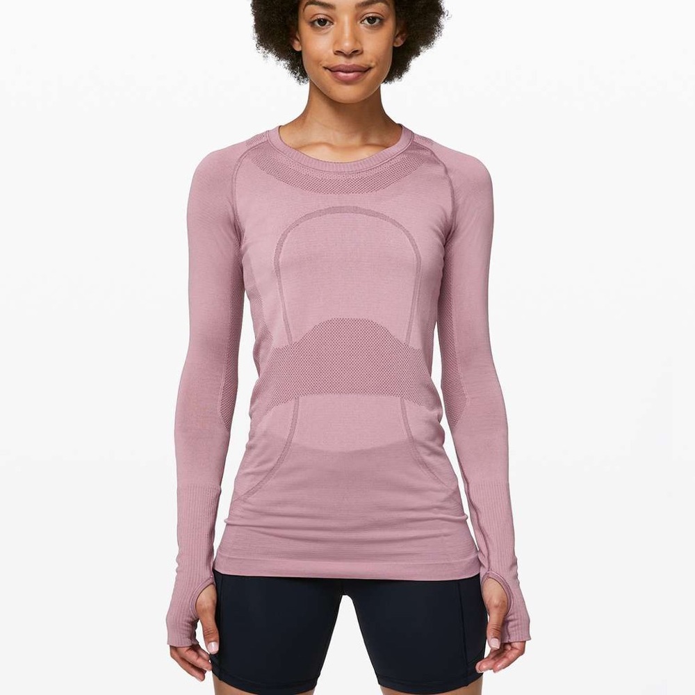 Lululemon vintage mauve rose pink swiftly long sleeve top size 6